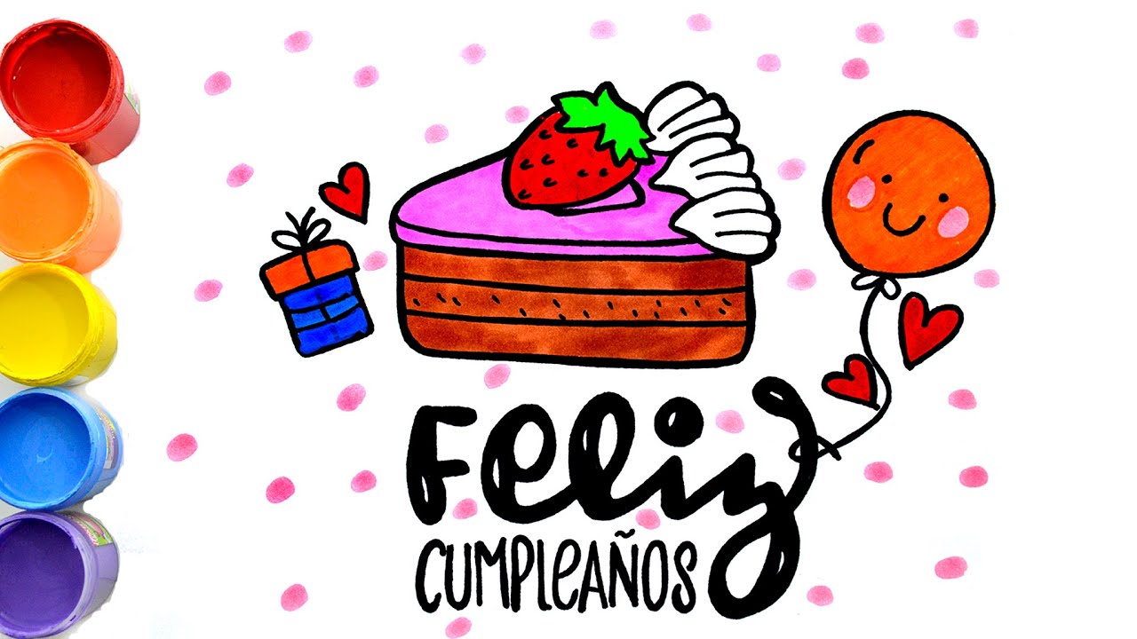 🎁Dibujar y colorear pastel de cumpleaños para niños 🎉 tarjetas de  cumpleaños dibujadas y coloreadas - thptnganamst.edu.vn