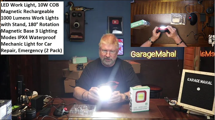 2 Pack, LED Work Light, 10W Magnetic Rechargeable 1000 Lumens with Magnetic Stand, 180° Rotation