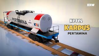 Cara Buat Miniatur Kereta Api Ketel Pertamina dari Kardus | Gerbong Tangki Bahan Bakar | KKW