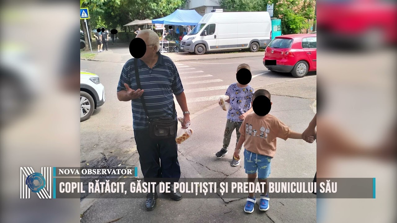 Copil rătăcit, găsit de polițiști și predat bunicului său