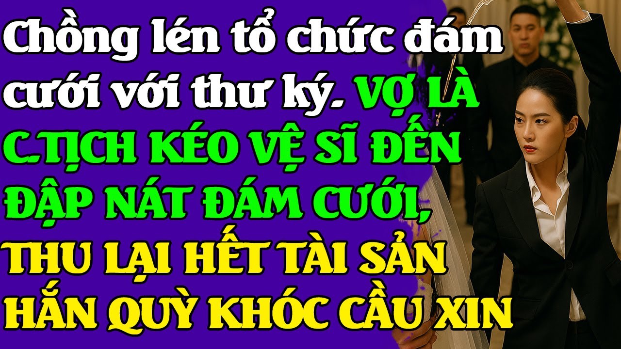 Chồng lén tổ chức cưới thư ký. VỢ ĐỂ VỆ SĨ Đ.ẬP NÁT ĐÁM CƯỚI, THU HẾT TÀI SẢN HẮN KHÓC CẦU XIN