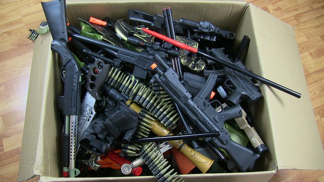 box of toys military equipment