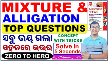 Mixture & Alligations Top Questions/Concept With Tricks/Math Class By Chinmaya Sir/Imp For All Exams