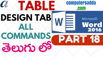 Ms-word 2016 in Telugu 18 (Table & Design Tab) (www.computersadda.com)