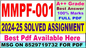MMPF 001 solved assignment 2024-25 || mmpf 001 solved assignment 2025 || ignou MBA mmpf1 2025