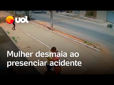 Mulher desmaia após presenciar motociclista sofrendo acidente no Ceará; veja vídeo