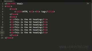 HTML h1 h6 Tag