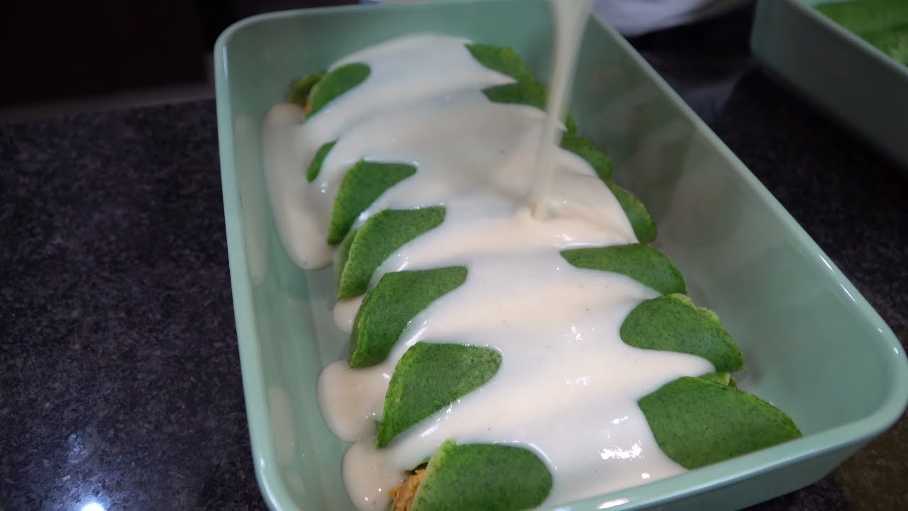 RECEITA DE PANQUECA DE ESPINAFRE COM FRANGO, FICA UMA DELÍCIA