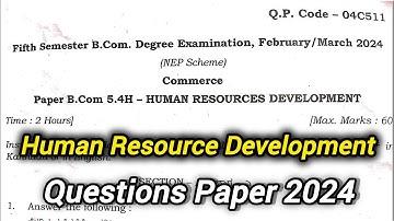 Human Resource Development B.Com 5th Sem Question Paper 2024