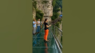 Massive Rock Falls Next to Tourists on Glass Bridge!