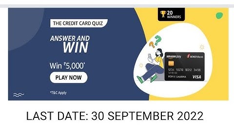 Amazon Funzone The Credit Card Quiz Answers Today |1 SEPTEMBER 2022 | Daily Quiz Time