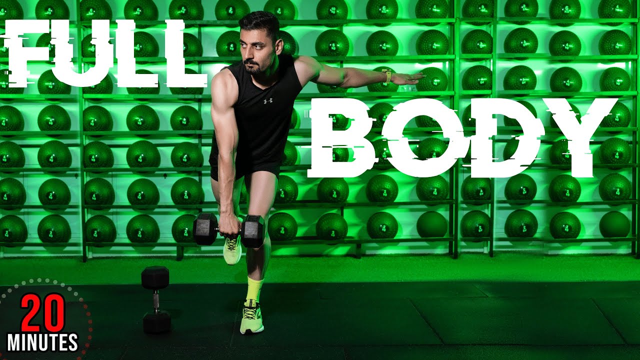 20 Mins Full body Dumbbell Workout (No Bench) | Build Muscle & Burn Fat ...