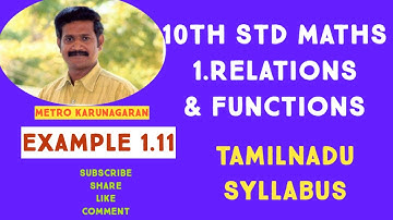 10th Std Maths Example 1.11 Let A= { 1,23,4,}, B={2,5,8,11,14} be two sets. Let f: A to B be funct