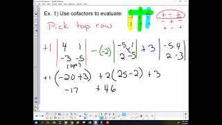 Saxon Advanced Math Lesson 105 Cofactors