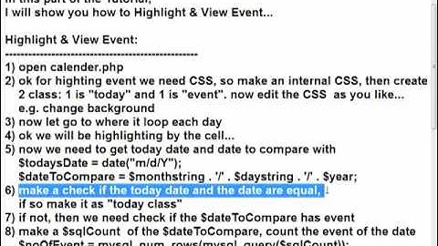 PHP MYSQL Event Calender Tutorial Last Part 1