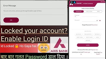 How to Enable Login Id in Axis Bank Online | Axis Bank Internet banking unlock #axisbank