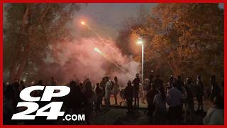 Chaotic scene after fireworks shot into crowd at Woodbine Beach on Victoria Day