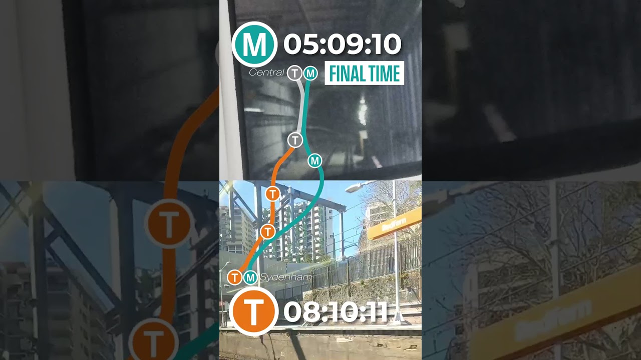 Sydenham to Central - Trains v Metro at 20x speed 