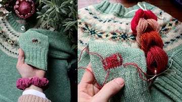 Swiss Darning: How to Fix a Big Hole // Visible Mending for Your Knits // Sweater Darning
