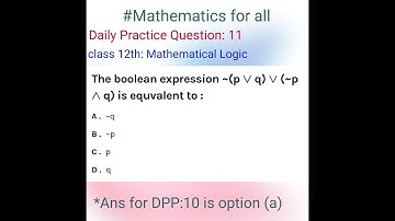 #JEE2020 #JEEMains JEE Main Maths 2018 | the boolean expression ∼(p∨q)∨(∼p∧q) is equivalent to