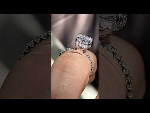 Cushion Petite Pave Style Lab Grown Diamond Engagement Ring ring video