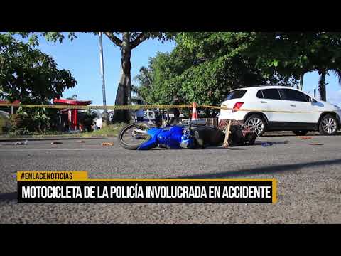 Motocicleta de la Policía se vio involucrada en accidente de tránsito