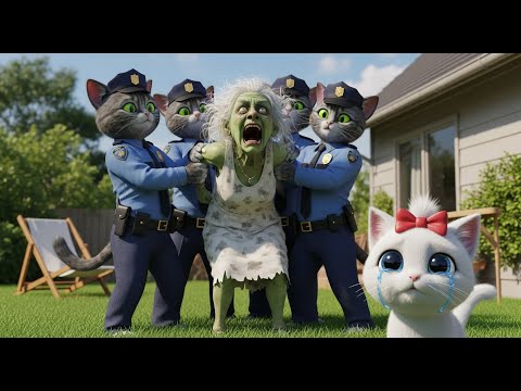 😱 OMG! Zombie Granny Breaks into Kitten's House 🧟 But is monitored by police #cat #catstory
