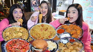 Egg Chowmein, Spicy Maggi, Kurkure Paneer Momos, Spring Roll, Chilli Potato, Burger Eating Challenge