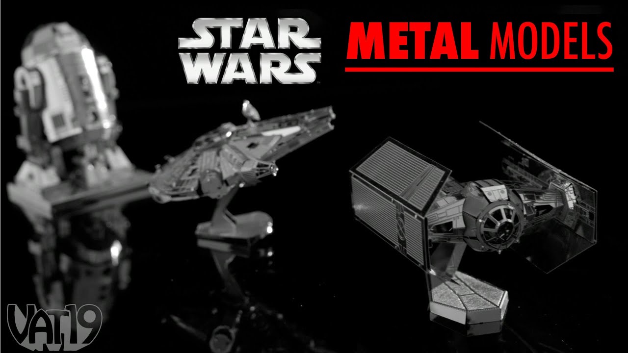 Metal Earth 3D Model Kits - Star Wars Set of 4 - Darth Vader's TIE Fighter,  R2-D2, AT-AT, Millenium Falcon