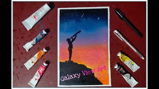 Galaxy View with Telescope || #NatureArts4You || Acrylic Art screenshot 4