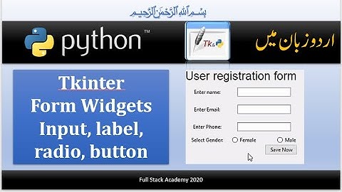python tkinter GUI in urdu | learn tkinter form widgets Label Box Radio Button Save Button