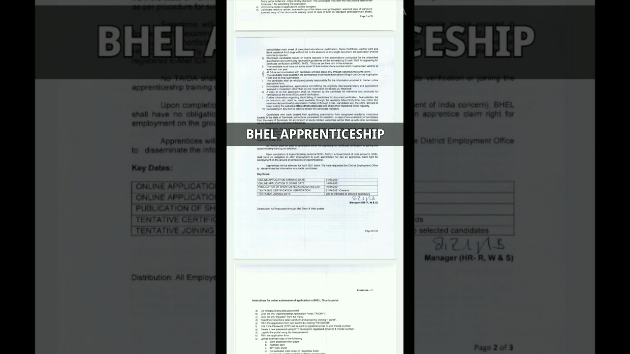 NEW BHEL APPRENTICESHIP 2021| GRADUATE DIPLOMA ITI APPRENTICESHIP | HOW TO APPLY