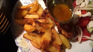 Chicken drumstick, potatoes in air fryer, quick, simple, healthy, and delicious 😋 ￼