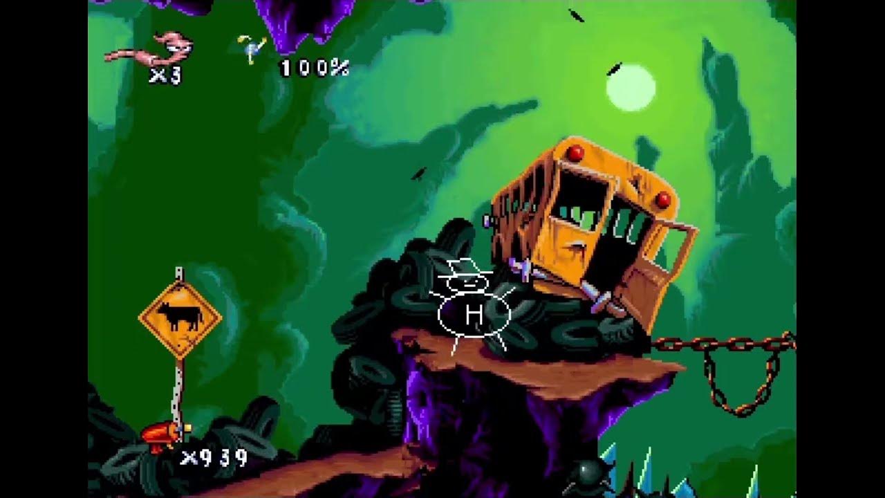 Earthworm Jim: Special Edition (PC) - Intro, Cheats, 1st boss with ...
