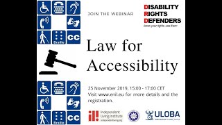 Disability Rights Defenders Network - Webinar 'Law for Accessibility'