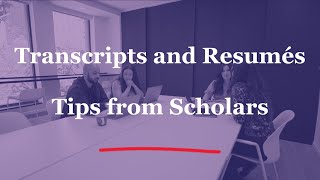 Transcripts and Resumés – Tips from McCall MacBain Scholars