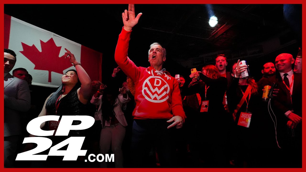 PM Mark Carney dances to celebrate his election victory