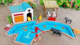 DIY Farm Diorama with House For Cow, barn | cattle farm- Cow Shed | How to supply water for animals