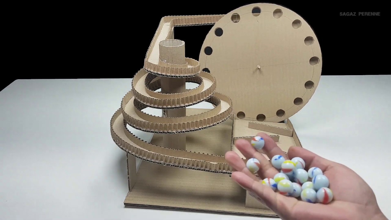 3 Máquinas de Marble run Automático de Cartón, Circuito de Canicas de