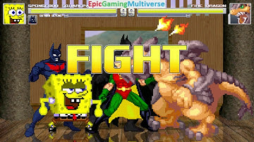 Fire Dragon VS Batman Family Members And SpongeBob SquarePants In A MUGEN Battle / Match / Fight
