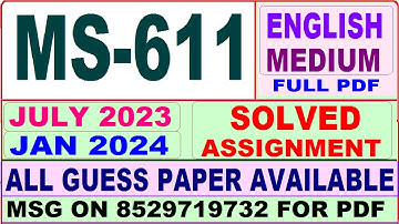 ms 611 solved assignment 2023 / ms 611 solved assignment 2024 / ms 611 solved assignment 2023-24