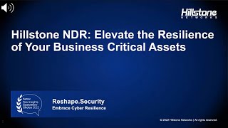 Hillstone NDR Elevate the Resilience of Your Business Critical Assets