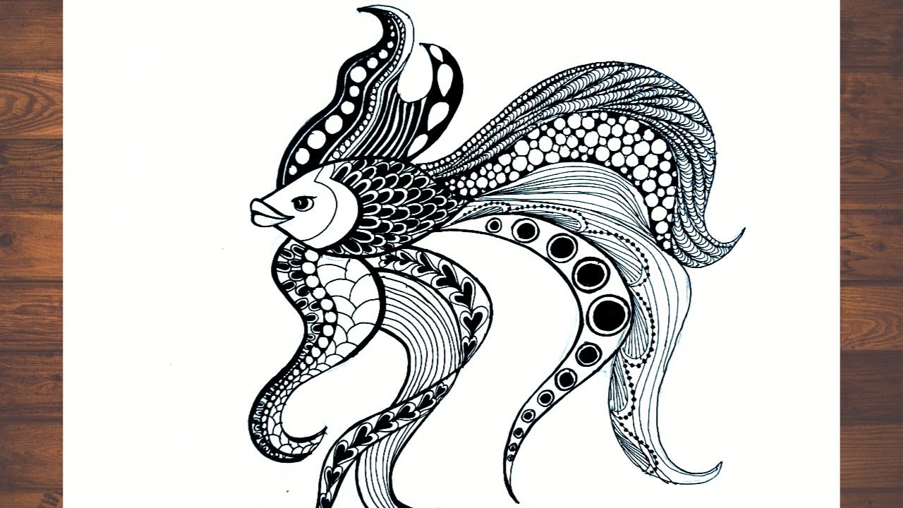 zentangle drawing /fish/micron pen art