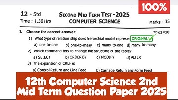 12th computer science 2nd mid term test important questions 2025|VincentInfo|