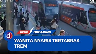 Aksi Heroik Sekuriti Turki Selamatkan Wanita Nyaris Tertabrak Trem