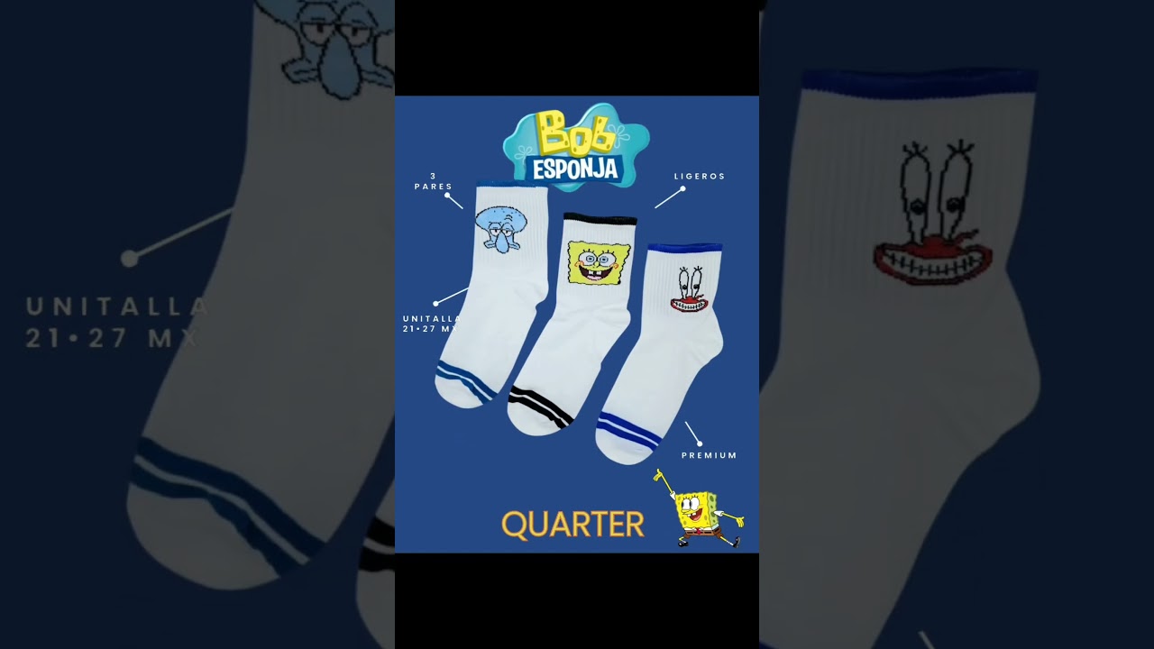 ¡Dale un toque divertido a tus pies con este increíble set de calcetines de Bob Esponja!