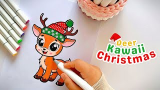 Coloring a Cute Christmas Deer | Satisfying Cozy Coloring AMSR🦌✨