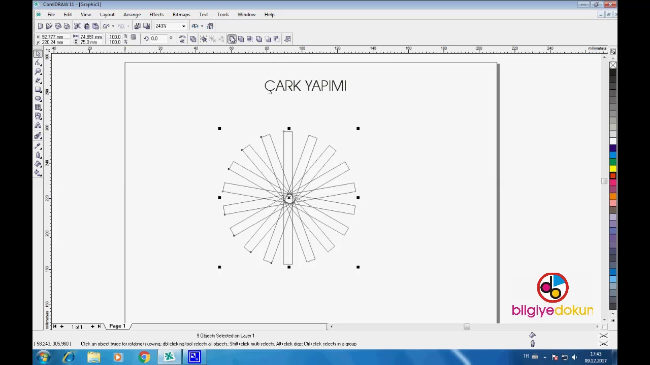 Corel Draw Dersleri Cizim Araclari Ile Cark Cizimi Youtube