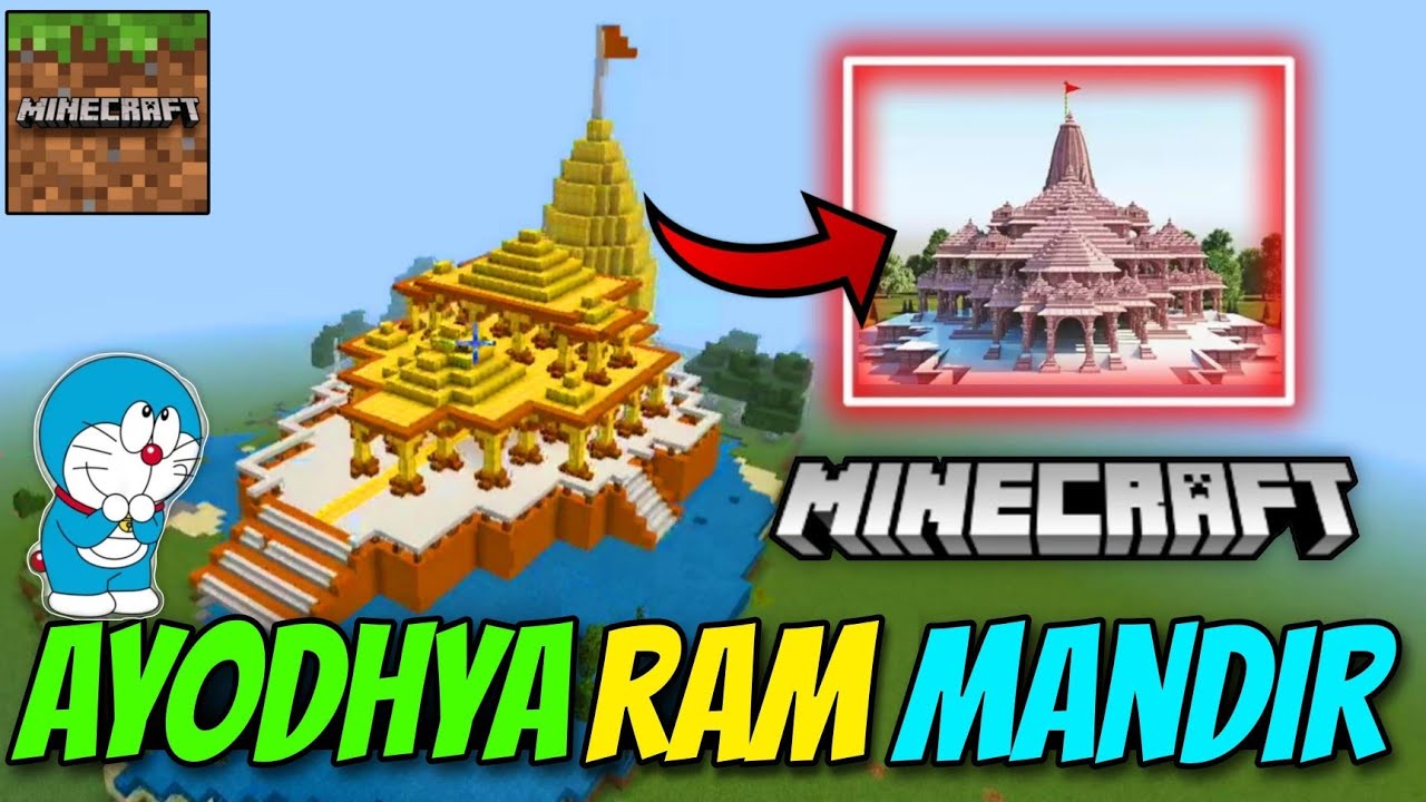 Ayodhya Ram Mandir model in minecraft pe with doreamon|| Jai shree ram ...