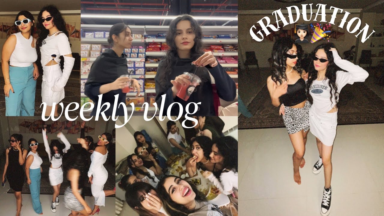ولاگ هفتگی💃🏻پارتی فارغ التحصیلی👩🏻‍🎓🎉/آخرین روزهای امتحانا/خرید برای مهمونی🛒